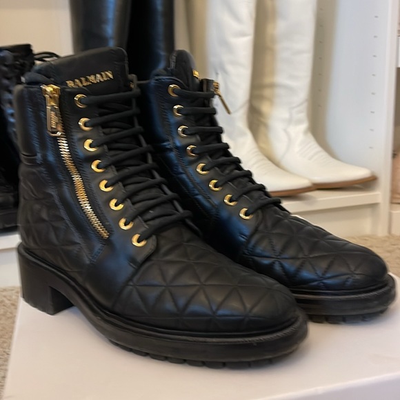 Balmain Army Quilted Leather Combat Boots 🖤 - Picture 1 of 15